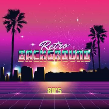 Synthwave Retro City Background Stock Illustration