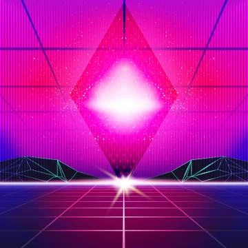 Synthwave Retro Design Background Stock Illustration