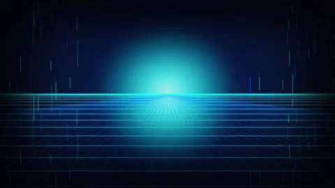 Synthwave retro grid landscape seamless loop motion background Stock Footage 344517753