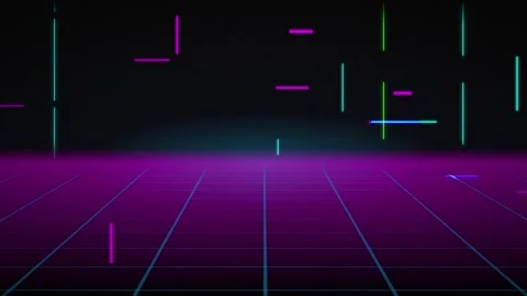 Synthwave retro grid neon lines seamless loop motion background Stock Footage 344517908