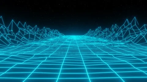 Synthwave retro peaks Retro Background 3d render Stock Footage 136294912