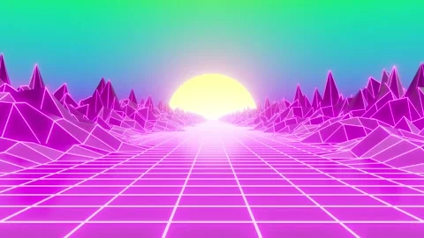 SYNTHWAVE Road CYAN Sky Background Loop  Background Stock Footage 194406560