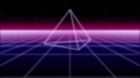 Synthwave shapes on a Retro Background 3d render Stock Footage 104361975