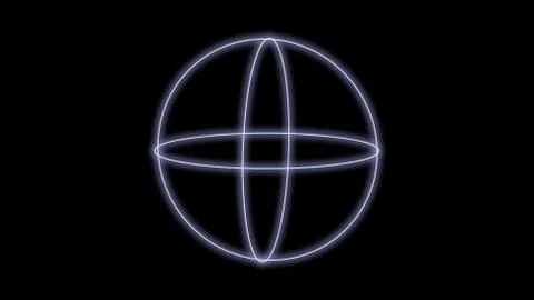 Synthwave sphere on a Black Background 3d render Illustrazione stock