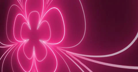 Synthwave technology glowing neon flower background. Vj loop cool futuristi.. Stock Illustration