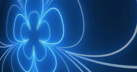 Synthwave technology glowing neon flower background. Vj loop cool futuristi.. Stock Illustration