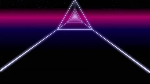 Synthwave triangle tunnel Background 3d render Stock Footage 155208343