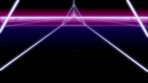 Synthwave triangle tunnel Retro Background 3d render Stock Footage 155174558