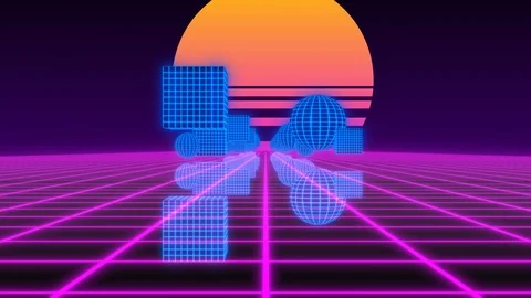 Synthwave wireframe 80s Retro Futurism v... | Stock Video | Pond5
