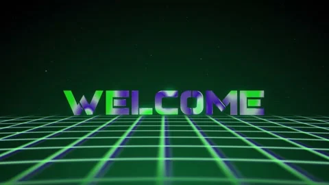 Synthwave wireframe net 80s with text WE, Stock Video