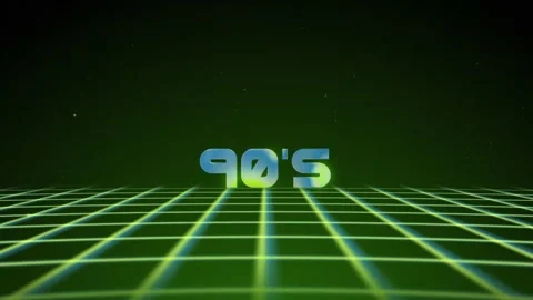 Synthwave wireframe net 90s. Retro futurism background. 3d illustration render Stock Footage 156988842