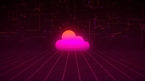 Synthwave Wireframe Net and Cloud 80s Stock Footage 119790555