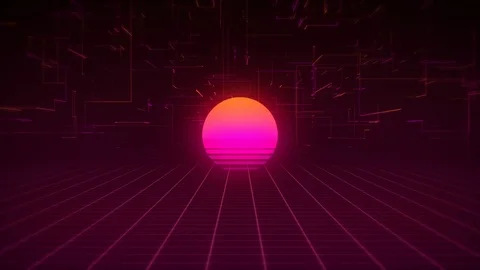 Synthwave Wireframe Net and Stars 80s Stock Footage 119660035