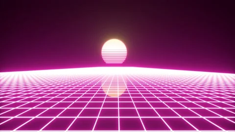 Synthwave wireframe net and stars 80s Retro Futurism Background 4K Video stock 145838848