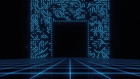 Synthwave wireframe net illustration. Abstract digital background. 80s, 90s Stock Footage 242430168