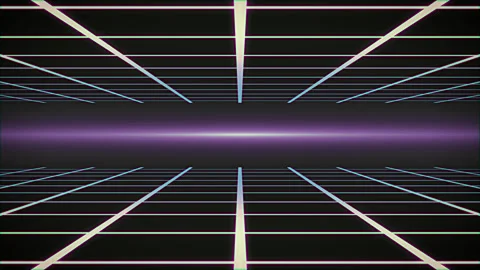 Synthwave wireframe net top and bottom 80s Retro Futurism Background Stock Footage 149279466