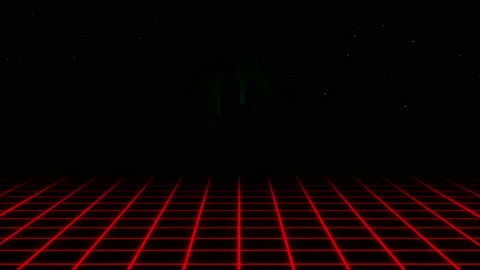 Synthwave Wireframe Net Top And Bottom 80S Retro Futurism Background 3D Stock Footage 219642645