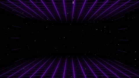 Synthwave Wireframe Net Top And Bottom 80S Retro Futurism Background 3D Stock Footage 219643302