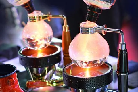 Syphon Coffee Maker Cafe coffee, Coffee Shop Work Stock Photos