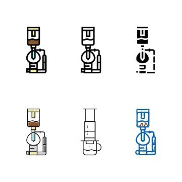 Syphon coffee variations maker color icon vector Illustrazione stock
