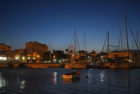 Syracuse Docks at Sunset Foto stock