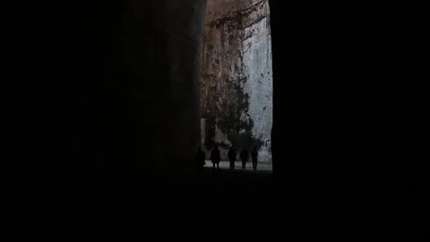 Syracuse sicily italy ear of dionysius close up exit entrance shot from inside Stock Footage 252154841