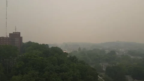 Syracuse Skyline During Wildfires Stock Footage 243263780