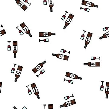 Syrah red wine vector seamless pattern Illustrazione stock
