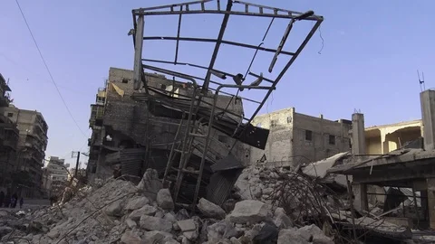 Syria - 2018: Syria war - front line, ISIS war, Aleppo 動画素材 101223060