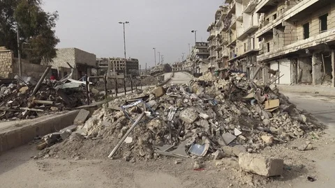 Syria - 2018: Syria war - front line, ISIS war, Aleppo Stock Footage 101223479