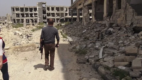 Syria - 2018: Syria war - front line, ISIS war, Aleppo Stock Footage 101224537