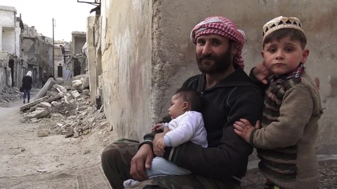 Syria - 2018: Syria war - front line, ISIS war, Aleppo 스톡 동영상 101229290