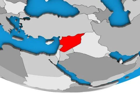 Syria on 3D globe Illustrazione stock