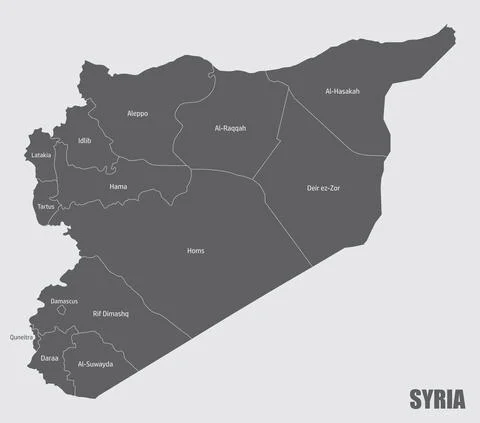 Syria administrative map Stock Illustration