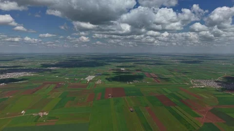 Syria: Aerial View of Patchwork Farmland and Rural Landscape Stock Footage 346356341