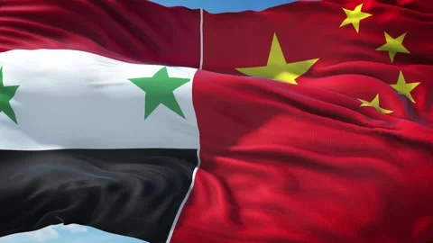 Syria and China Flag Stock Footage 343393348