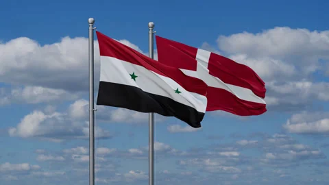 Syria and Denmark flags Stock Footage 288150619