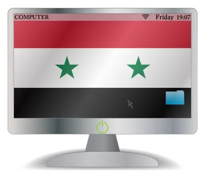Syria Computer Screen With On Button Stock Illustration