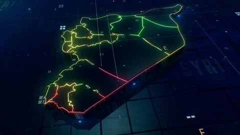 Syria digital map 4k looping Stock Footage 307908125