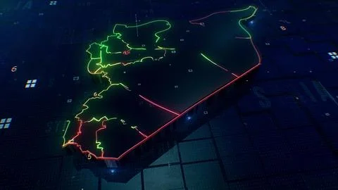Syria digital map 4k  Stock Photos