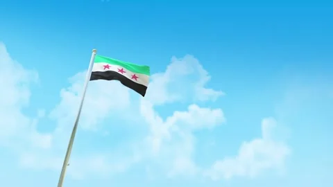 Syria Flag 3D Render Animation with Fighter Jets Formation in Blue Sky 스톡 동영상 332312429