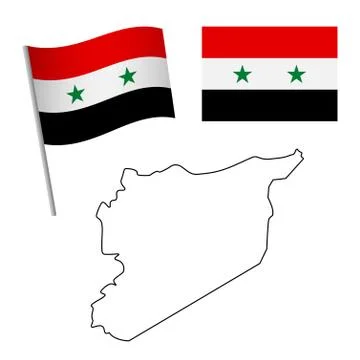 Syria flag and map Stock Illustration