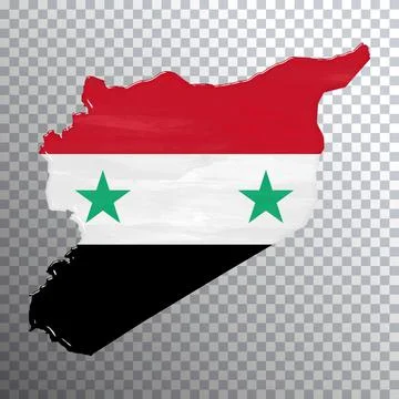 Syria flag and map, transparent background Stock Illustration