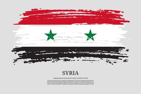 Syria flag with brush stroke effect and information text poster, vector Illustrazione stock