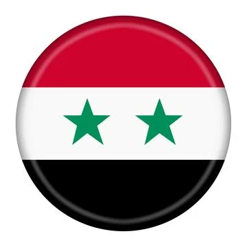 Syria flag button 3d illustration with clipping path Stock Illustration