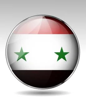Syria flag button Stock Illustration