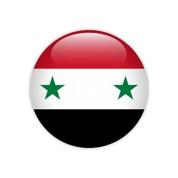 Syria flag on button Stock Illustration