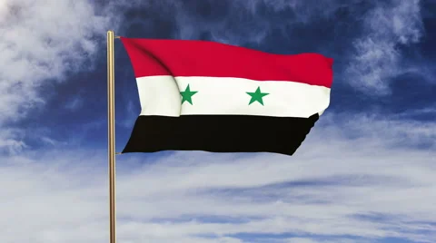Syria flag with cloud waving in the wind. Green screen, alpha matte. Loopable Stock Footage 48977482