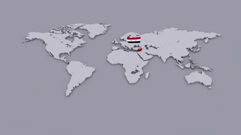 Syria Flag on Extruded World Map Stock Footage 346316026