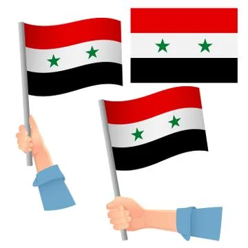 Syria flag in hand set Stock Illustration